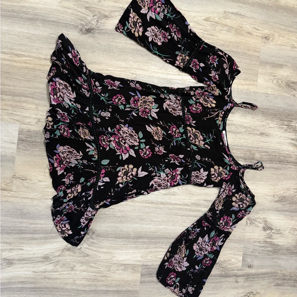 Patrons of Peace Black Floral Blouse